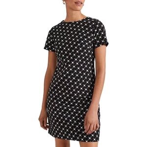 Hobbs London Simona Black & Ivory Geometric Dress with Cotton - US 10